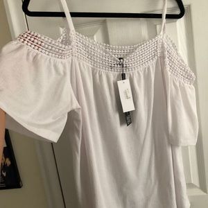 White open shoulder top
